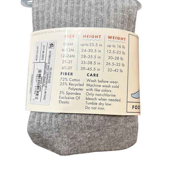 Nwt 12-24m cat & Jack gray cotton tights - Picture 2 of 2